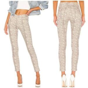 New AG  Adriano Goldschmied Farrah Silk Python Ivory Dust Jeans Size 31